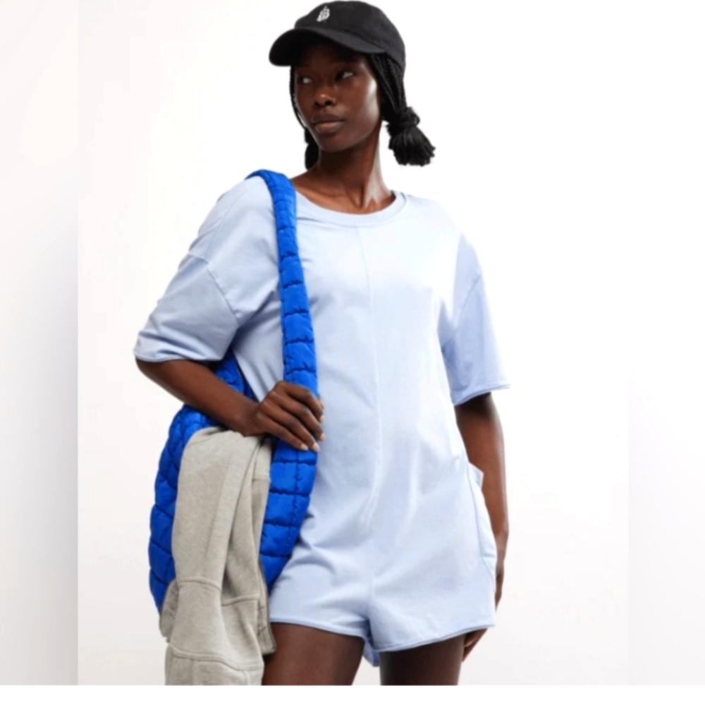 FP MOVEMENT Hot Shot Tee Romper Steel $60 Retail NWT